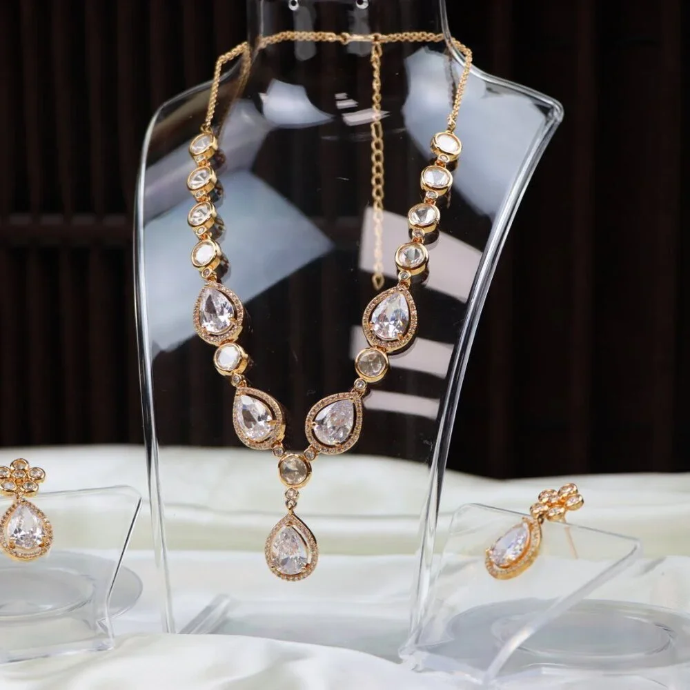 Elegant Teardrop Necklace & Earrings Set , JP29